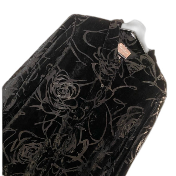 TanJay Tops - Boho 16 P Black Velvet Floral Burnout Shirt Lux Indie Vanguard Whimsygoth b1-25
